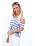 Blaue Bluse mit nackten Schultern für den täglichen Gebrauch MP28169 – Online-Shop – Boutique